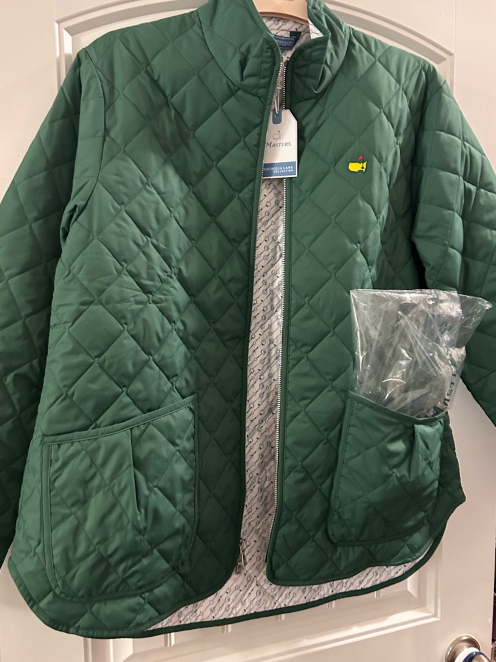 Quilted Green Women's Puffer Jacket with Signature Logo